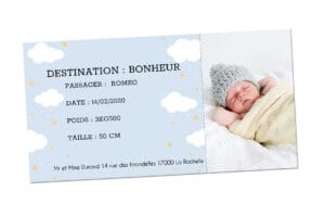 Faire-part naissance - Carte d'embarquement 06