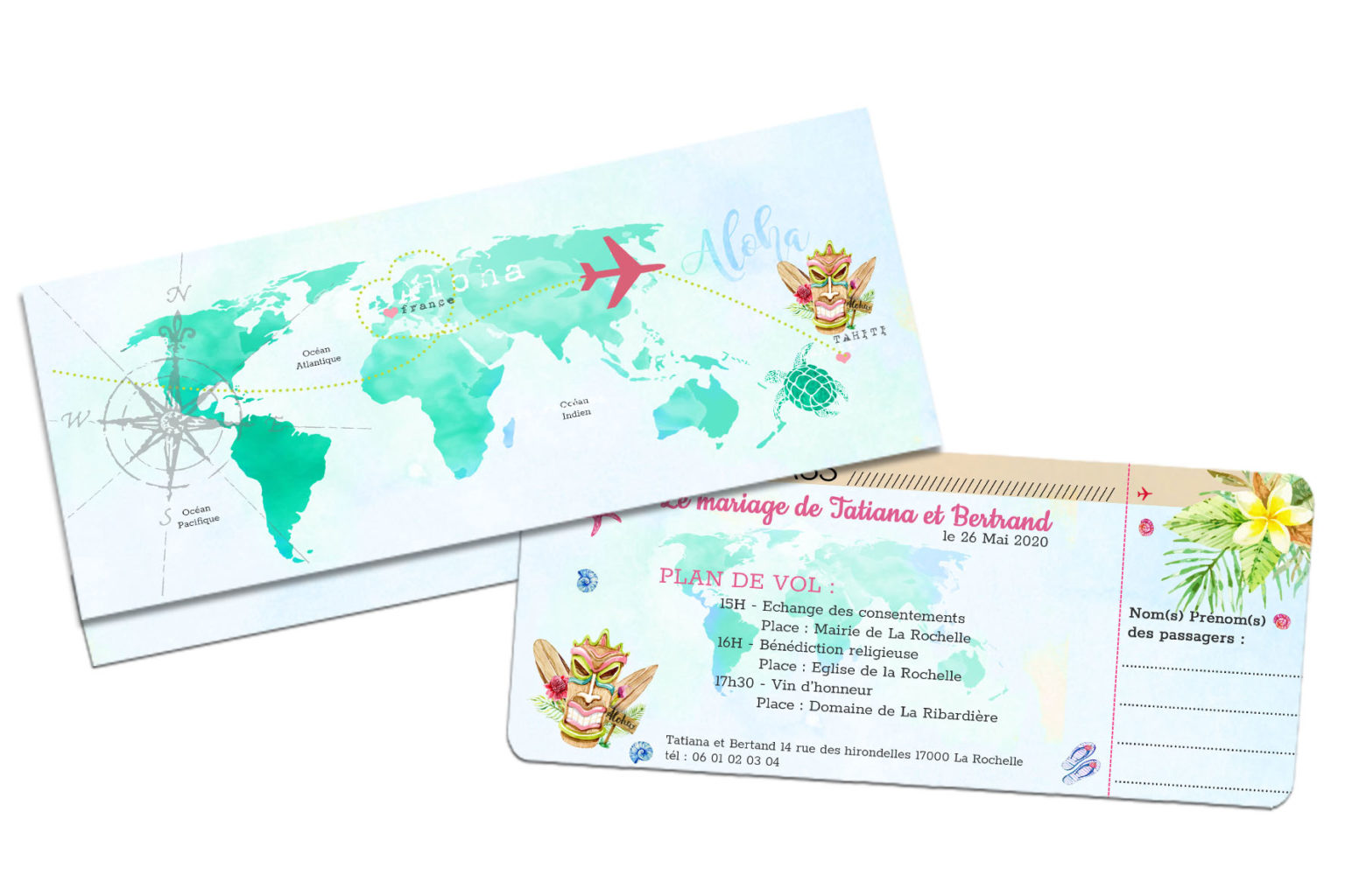 Faire-part billet d'avion personnalisé - fairepartbilletdavion.com