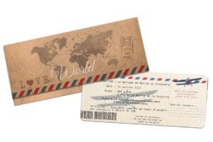 Faire-part billet d'avion ref 2393