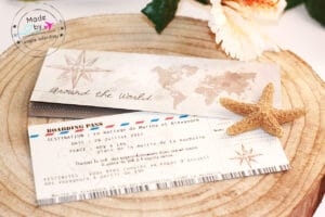 Echantillon faire part billet d'avion ( ref 148)