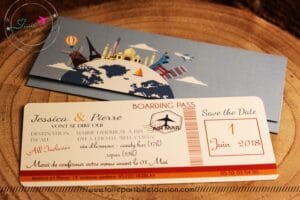 Echantillon faire part billet d'avion ( réf 159 )