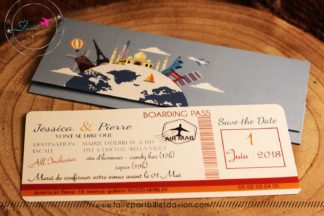 Echantillon faire part billet d'avion ( réf 159 )