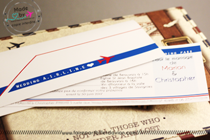 Echantillon faire part billet d'avion ( réf 134)